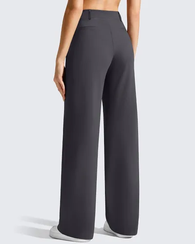 Vista 4 de G4Free EverGoing - Pantalones de vestir de pierna ancha para mujer con Gris-oscuro