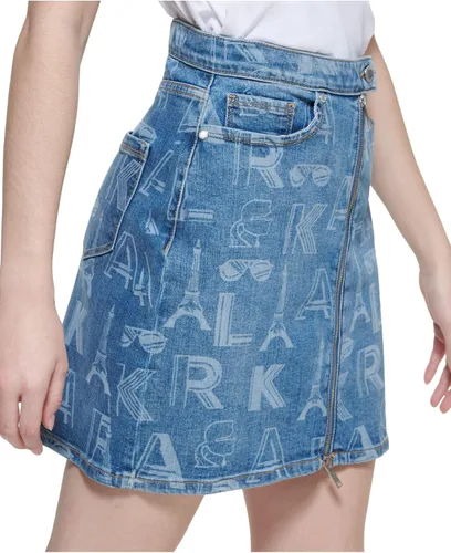 Vista 3 de Karl Lagerfeld Paris Falda estampada KLP para mujer Bluestar 16 Talla única, BlueStar