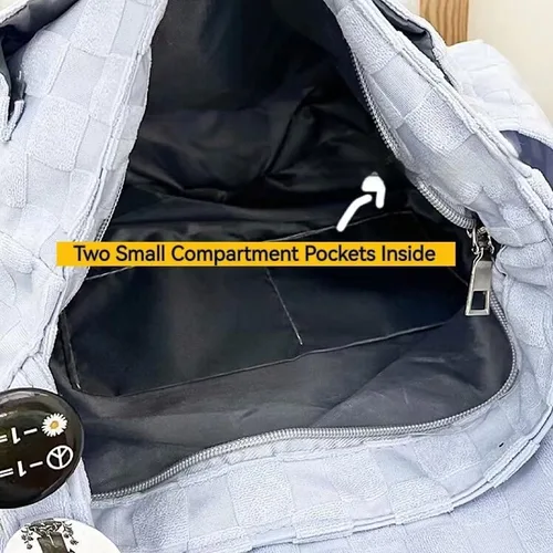 Vista 6 de Bolso bandolera clásico a cuadros para mujer, bolso cruzado vintage de lona, bolso kawaii, artículos esenciales de viaje