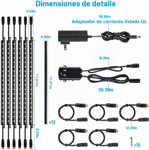 Vista 8 de TORCHSTAR kit de iluminación LED segura 3CCT, (6) barras de luz conectables de 12 pulgadas, sensor de movimiento, 3000K/4000K/5000K seleccionables 3