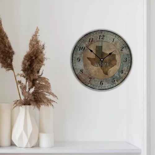 Vista 5 de Home States - Reloj de pared con mapa de Estados Unidos, estilo shabby chic, sin tictac, funciona con pilas, 10 pulgadas, decoración de madera