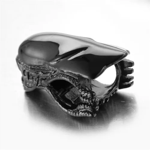 Vista 3 de Collar con colgante de cabeza de extraterrestre hiperbólico de acero inoxidable para hombre