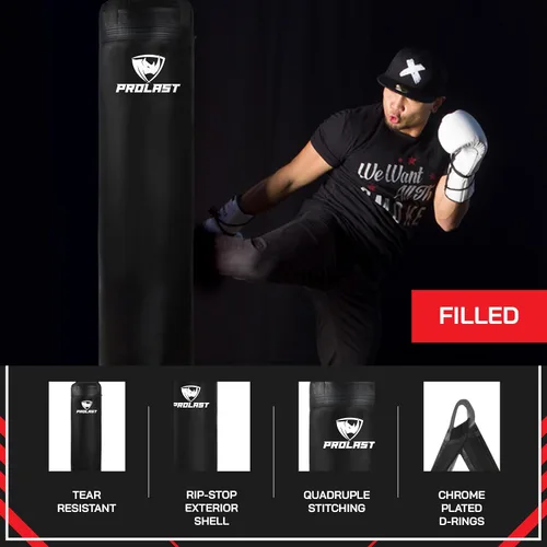 Vista 3 de Saco de boxeo pesado para adultos, boxeo, artes marciales, Muay Thai, equipo de entrenamiento de fuerza, relleno o sin relleno, 5 pies, 100 libras