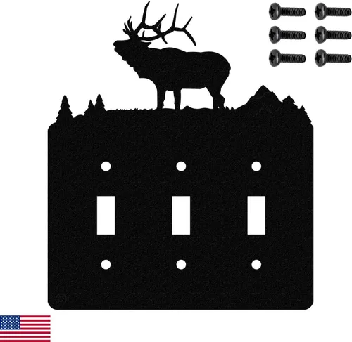Vista 18 de Solitary Elk - Placa de pared dúplex individual (potencia única, negro)