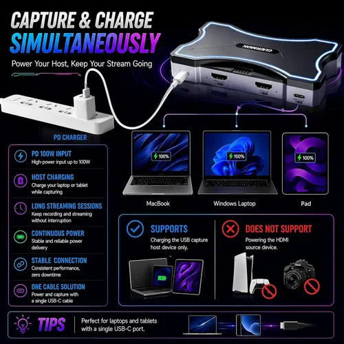 Vista 7 de Guermok Tarjeta de captura USB 4K144 HDMI2.1, captura de video 4K de Negro