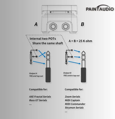 Vista 4 de Paint Audio Interruptor de pie Capitán Dual Salidas Pedal de expresión Multi-efectos Compatible para conexión punta/anillo
