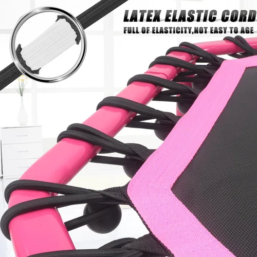 Vista 2 de Trampolín de Fitness Newan de 48" con Barra de Manija Ajustable, Trampolín Silencioso Bungee Rebounder Saltador Entrenador Cardiovascular