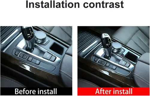 Vista 2 de YIWANG Cubierta de panel de cambio de engranajes de control central interior estilo fibra de carbono para BMW X5 F15 2014 2015 2016 2017 2018, X6