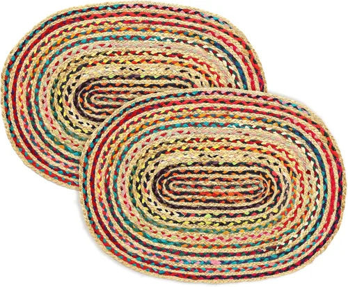 Vista 31 de RedEarth · Alfombra rectangular - 2'x3' de yute natural trenzada con respaldo antideslizante - Alfombra boho tejida a mano para dormitorio, cocina