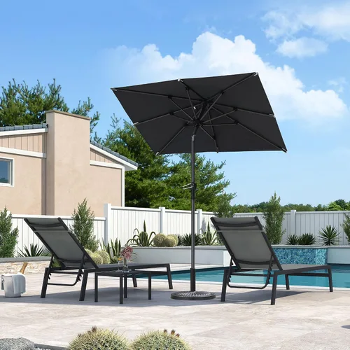 Vista 44 de PURPLE LEAF - Sombrilla de patio rectangular de 6' x 4', sombrilla de mesa para exteriores con marco de aluminio, sombrilla de mercado, sombrilla