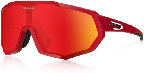 Vista 7 de Queshark - Gafas de ciclismo, lentes de sol deportivos para hombres y mujeres, 1 lente polarizada 2 HD, lentes de sol polarizados para ciclismo