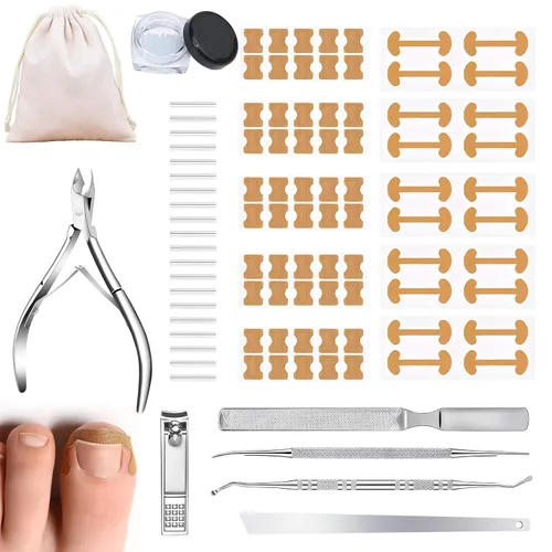 Vista 9 de Kit corrector de uñas encarnadas, herramientas de uñas, tiras de corrección transpirables con herramientas de levantamiento de uñas, cortaúñas