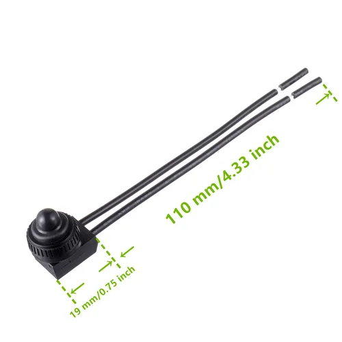 Vista 4 de KP-107 Interruptor de botón impermeable 12 V Interruptor SPST de encendido/apagado con líneas de 4.5 pulgadas para motocicleta/automóvil