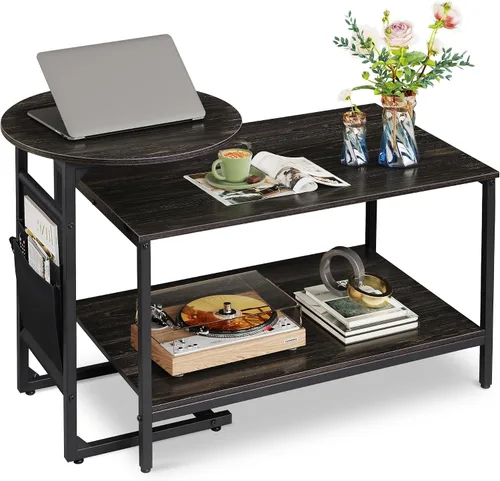 Vista 9 de WLIVE Mesa de Centro, Mesas de Centro Pequeñas de 31.3" y 18.7" para Sala de Estar, Juego de Mesa Central Moderna y Mesa Auxiliar con Bolsa Lateral