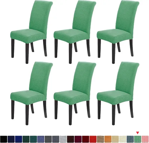 Vista 52 de Juego de 2 fundas para sillas de comedor, fundas elásticas para sillas de comedor, fundas para sillas de cocina de jacquard texturizadas, decoración