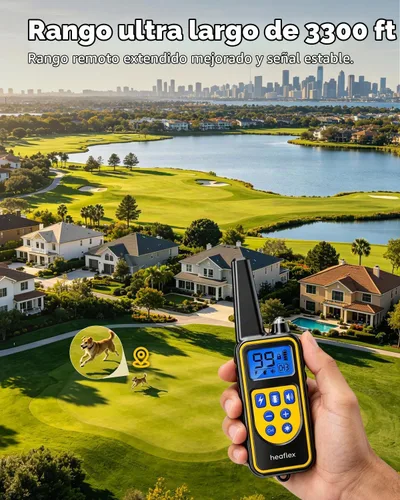 Vista 3 de Collar eléctrico de entrenamiento para perros con control remoto de 1640 pies, E-Shock, modos de entrenamiento seguros, collares impermeables IP67