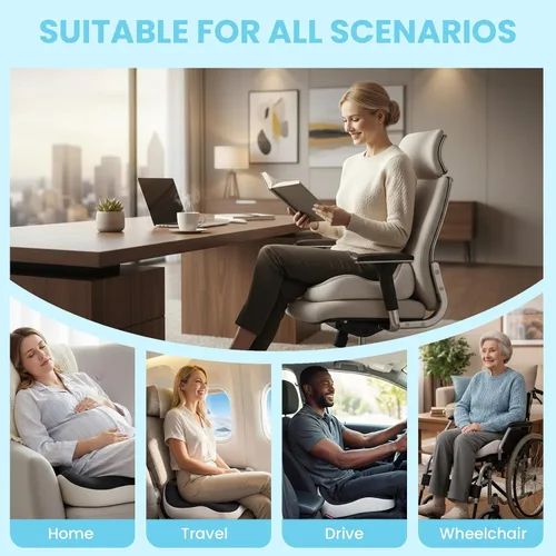 Vista 9 de Cojín de Asiento OVRST, Cojín de Memoria para Silla de Oficina, Diseño Ergonómico, Alivio de Ciática y Dolor por Sentarse por Largo Tiempo, Adecuado