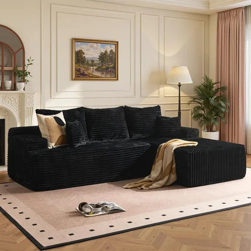 Vista 17 de Sofás seccionales Cloud de 96 pulgadas para sala de estar, sofá sin hueso en forma de L con cómoda silla, sofá modular con asiento profundo,