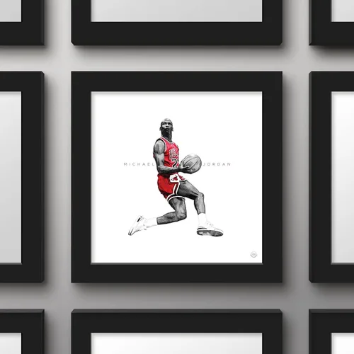 Vista 2 de Trends International Gallery Pops Michael Jordan - Póster de pared icónico de Jordania, 12 x 12 pulgadas, versión de marco negro