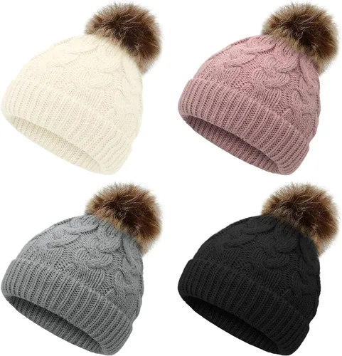 Vista 11 de Gorro de invierno para niñas pequeñas Zando, con pompones, gorras tejidas para bebés y niños