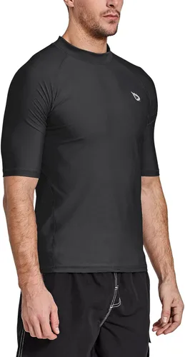 Vista 2 de BALEAF Camiseta de natación de manga corta para hombre, protección solar UPF 50+
