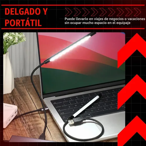 Vista 5 de Mudder Luz portátil USB para portátil - Interruptor táctil regulable regulable LED Lámpara blanca para computadora portátil PC (negro)
