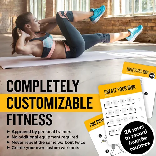 Vista 3 de NewMe Fitness Tarjetas de entrenamiento de peso corporal, baraja de instrucciones de fitness para mujeres y hombres, guía de fitness