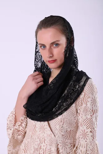 Vista 5 de Cilkus - Mantilla de encaje española con forma de capilla de velo infinito o masa latina