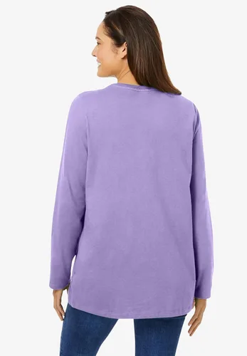 Vista 3 de Woman Within Camiseta perfecta de manga larga con cuello redondo para mujer