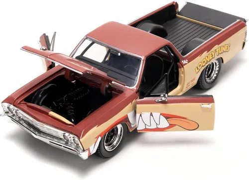 Vista 5 de Jada Looney Tunes 1:24 1967 Chevy El Camino - Coche fundido a presión y figura del diablo de Tasmania de 2.75 pulgadas, juguetes para niños y adultos