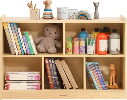 Vista 8 de Bateso Organizador de almacenamiento de juguetes para habitación de niños, estantería de madera para niños, para aula, organizador de almacenamiento