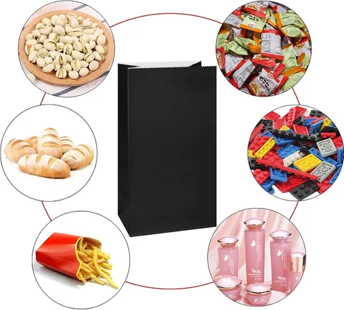 Vista 4 de Bolsas de papel de color brillante mini KEYYOOMY, bolsas de fiesta negras, bolsitas de papel para regalos de fiesta pequeña, bolsa de almuerzo