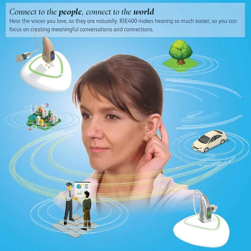 Vista 4 de [Crystal Clear] Audífonos recargables EarCentric para personas mayores con cancelación de ruido, receptor invisible en canal de pérdida auditiva