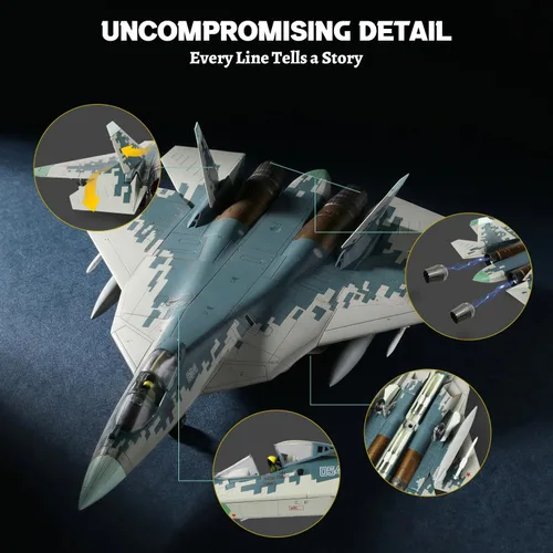 Vista 3 de NUOTIE Sukhoi SU-57 Felon 1/72 Kit de modelo de avión de metal fundido a troquel de aleación de caza ruso de quinta generación, avión militar