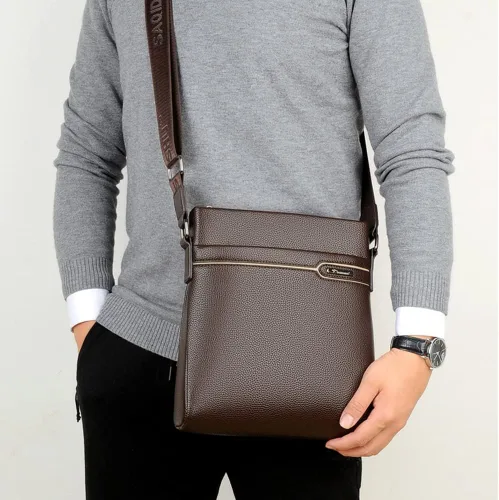 Vista 5 de Bolso de hombro de cuero para hombre, bolso de mensajero para hombre, bolso de hombro de negocios, maletín cruzado