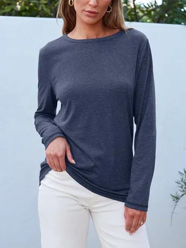Vista 37 de SUNBS Paquete de 3 camisas de manga larga para mujer, ajuste holgado, ropa de otoño, ropa de moda 2025, camisetas básicas de entrenamiento, trajes