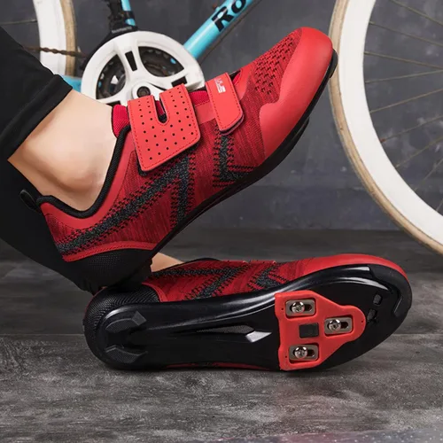 Vista 5 de Zapatos de ciclismo unisex compatibles con Peloton Road Bike Shoes para hombres y mujeres con clip de tacos Delta, para interiores y exteriores