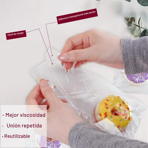 Vista 4 de 300 bolsas de celofán transparentes autosellantes – Bolsas de galletas, dulces y pan (5 x 6 pulgadas)