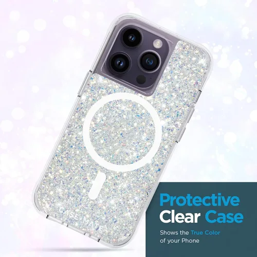 Vista 4 de Case-Mate Funda para iPhone 14 Pro - Twinkle Stardust [protección contra caídas de 10 pies] [compatible con MagSafe] Funda magnética con bonito