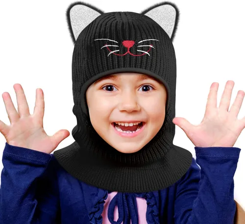 Vista 7 de Bbaby - Conjunto de bufanda y gorro de invierno para niños pequeños, bufandas con capucha y forro polar cálido