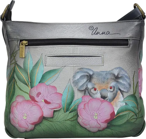 Vista 2 de Anna by Anuschka Womens Genuine Leather Large Cross-Body Handbag - Zip-Top Multi-Compartment Organizer