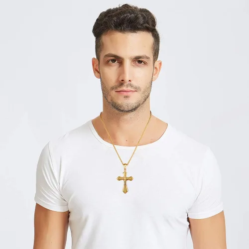 Vista 6 de Jewelry Kingdom - Collar con colgante de cruz (oro y plata)