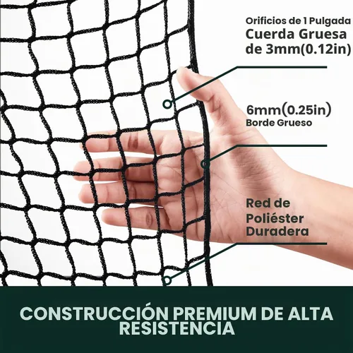 Vista 6 de Red deportiva, red de práctica de golf con cuerda de nailon de 33 pies, también para béisbol, hockey, fútbol, LAX y más, 10 x 10 x 15 pies, 10 x 20