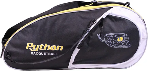 Vista 5 de Python Deluxe "3R" (3 raquetas) Serie de bolsas de raquetbol (negro/azul, negro/rojo, negro/amarillo)