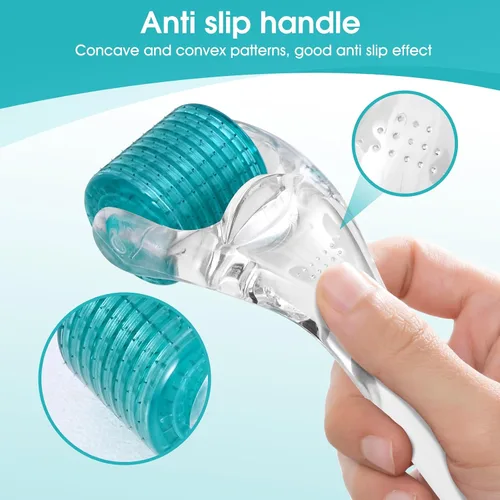 Vista 2 de Derma Roller - Rodillo microderma de titanio fino de 7.559-0.010 in, rodillo de microagujas con estuche para uso personal, rodillo dérmico