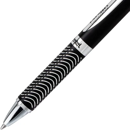 Vista 6 de Pentel Energel 0.7mm Alloy RT Bolígrafos retráctiles de gel con tinta - Paquete de 3 - Barriles metálicos de color negro, plateado y aguamarina