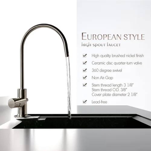 Vista 4 de iSpring GA1-AW llave de diseñador para filtro de agua, de gran capacidad, en bronce sólido, 14 onzas, 6.5 pulgadas x 11 pulgadas, estilo europeo