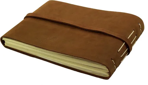 Vista 2 de Álbum de fotos rústico de cuero genuino con caja de regalo, páginas estilo álbum de recortes, capacidad para 60 fotos de 4 x 6 o 5 x 7 pulgadas