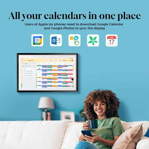 Vista 4 de Calendario digital de Google de 15.6 pulgadas+bolígrafo, sin suscripción, pantalla inteligente todo en uno: marco de fotos, aplicaciones de Google
