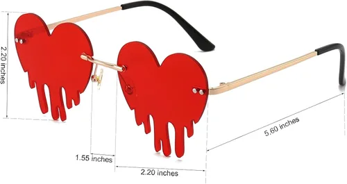 Vista 2 de OLINLIFE Flame Heart Sunglasses Trendy Flame Glasses Melting Heart Glasses for Holiday Party Women Men UV400 Protection